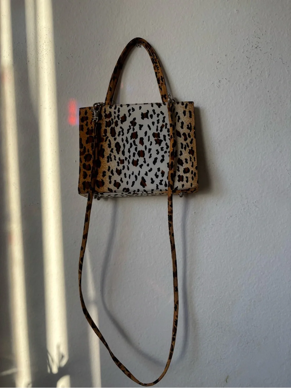Leopard Print Crossbody Bag - White and Brown Animal Print
